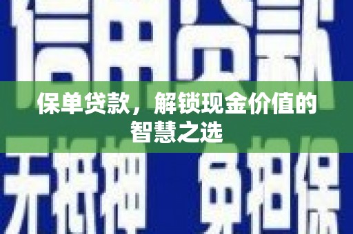 口湖保单贷款，解锁现金价值的智慧之选