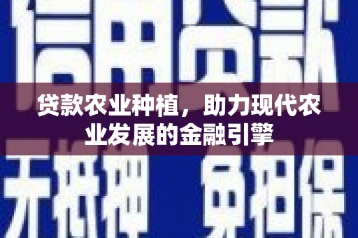 口湖贷款农业种植，助力现代农业发展的金融引擎